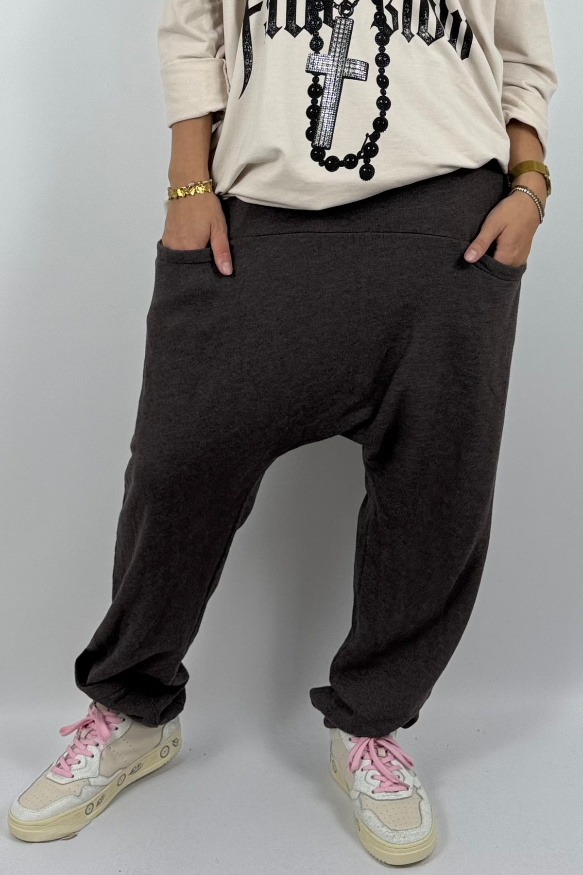 Lässige Baggy-Hose mit Taschen – Schoko