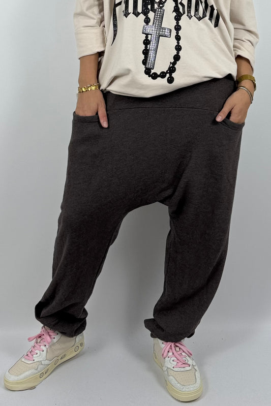 Lässige Baggy-Hose mit Taschen – Schoko