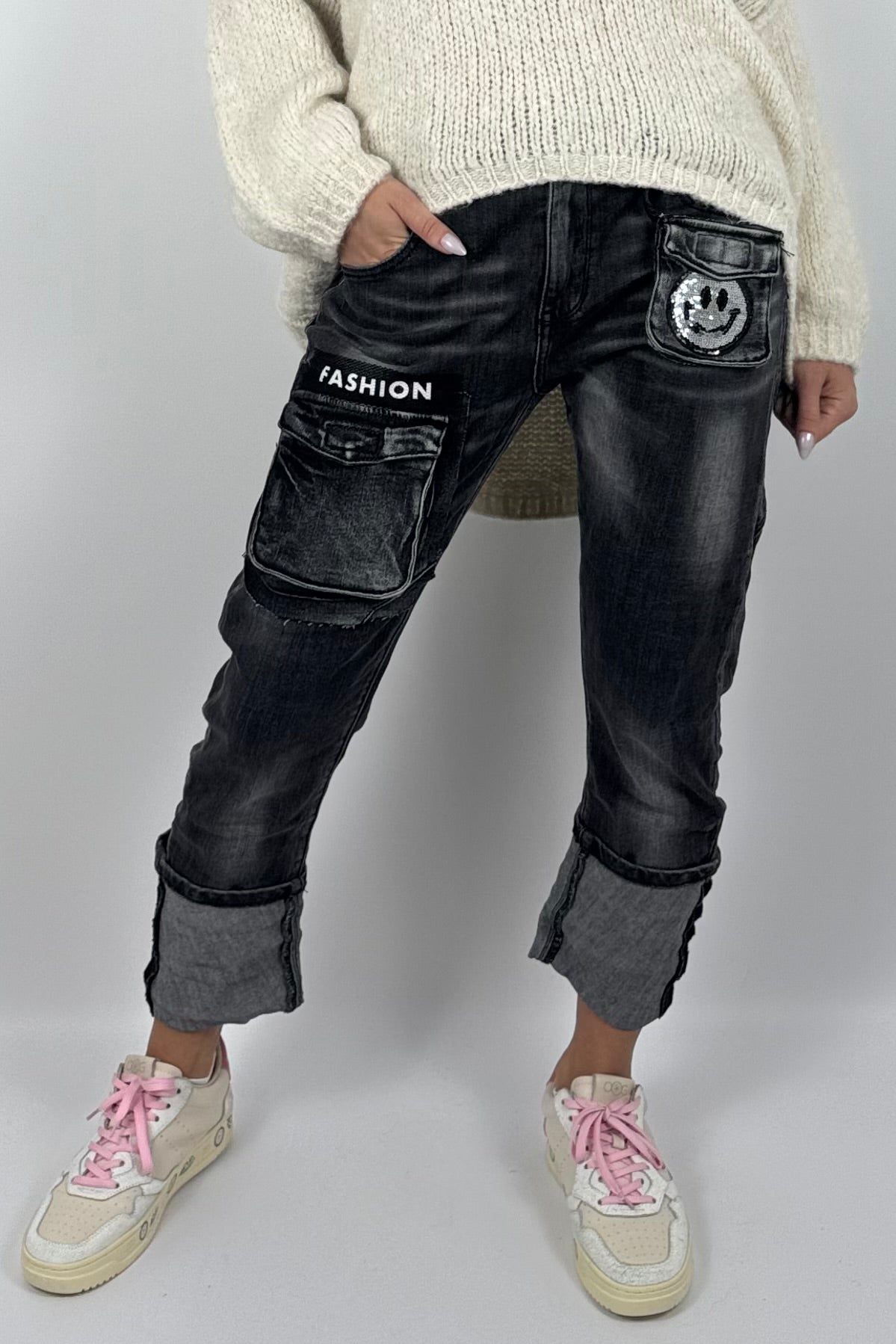 Damen Cargo-Jeans mit Fashion-Details