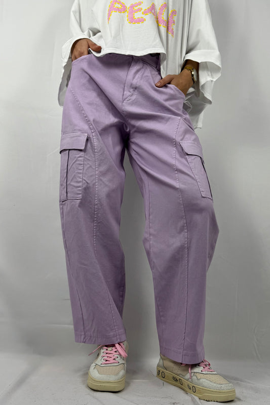 Damen Cargo Hose Oversize –Lilla