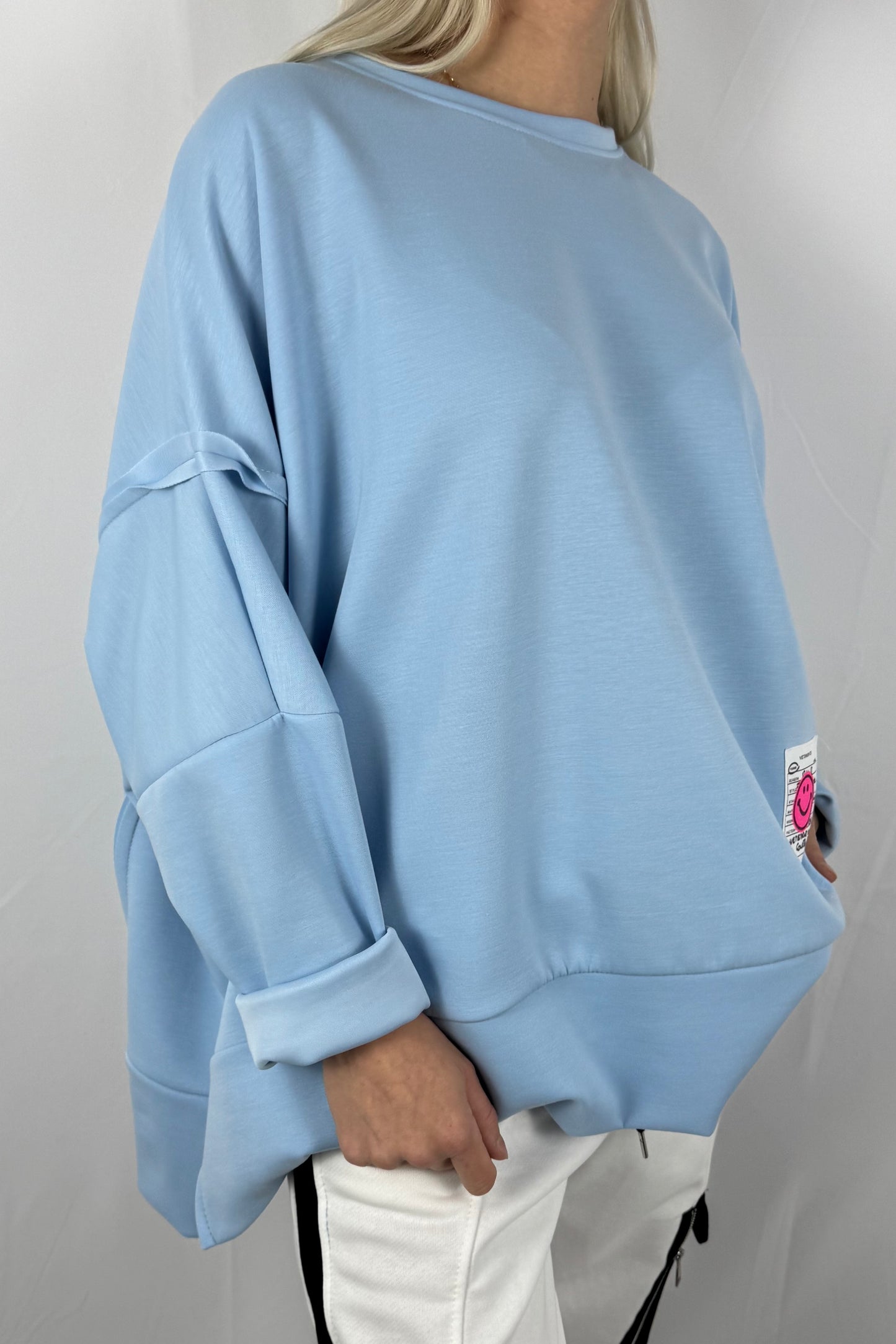 Oversize Sweatshirt mit Patch-Detail-Hellblau