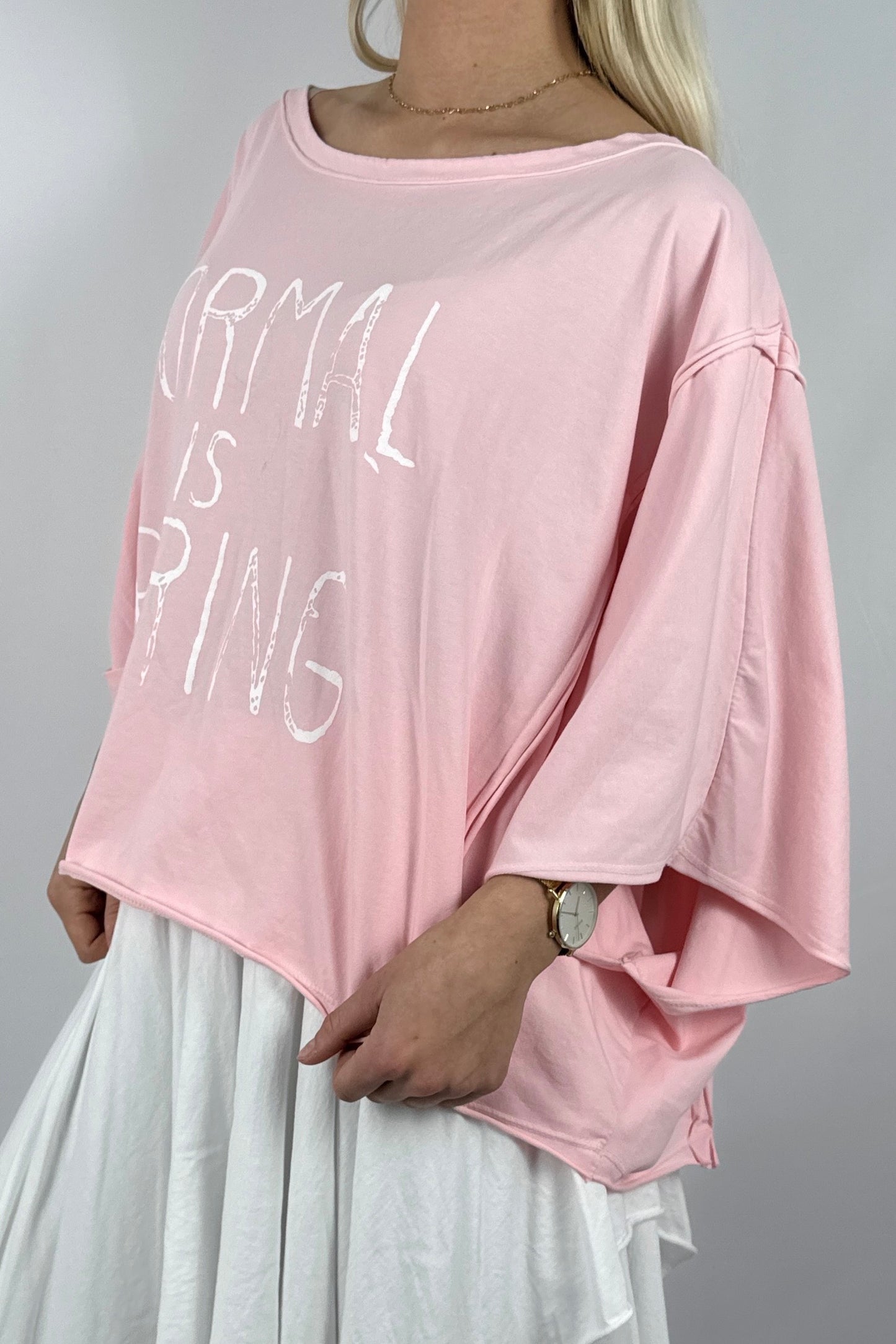 Oversize Shirt mit Statement Print-Rosa