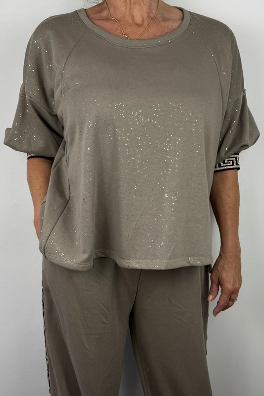 Damen-Shirt mit Glitzer – Design-Ärmel & femininer Look