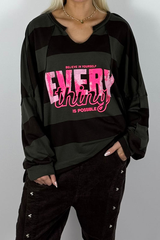 Damen Oversize Sweatshirt „EVERYTHING“ – Khaki