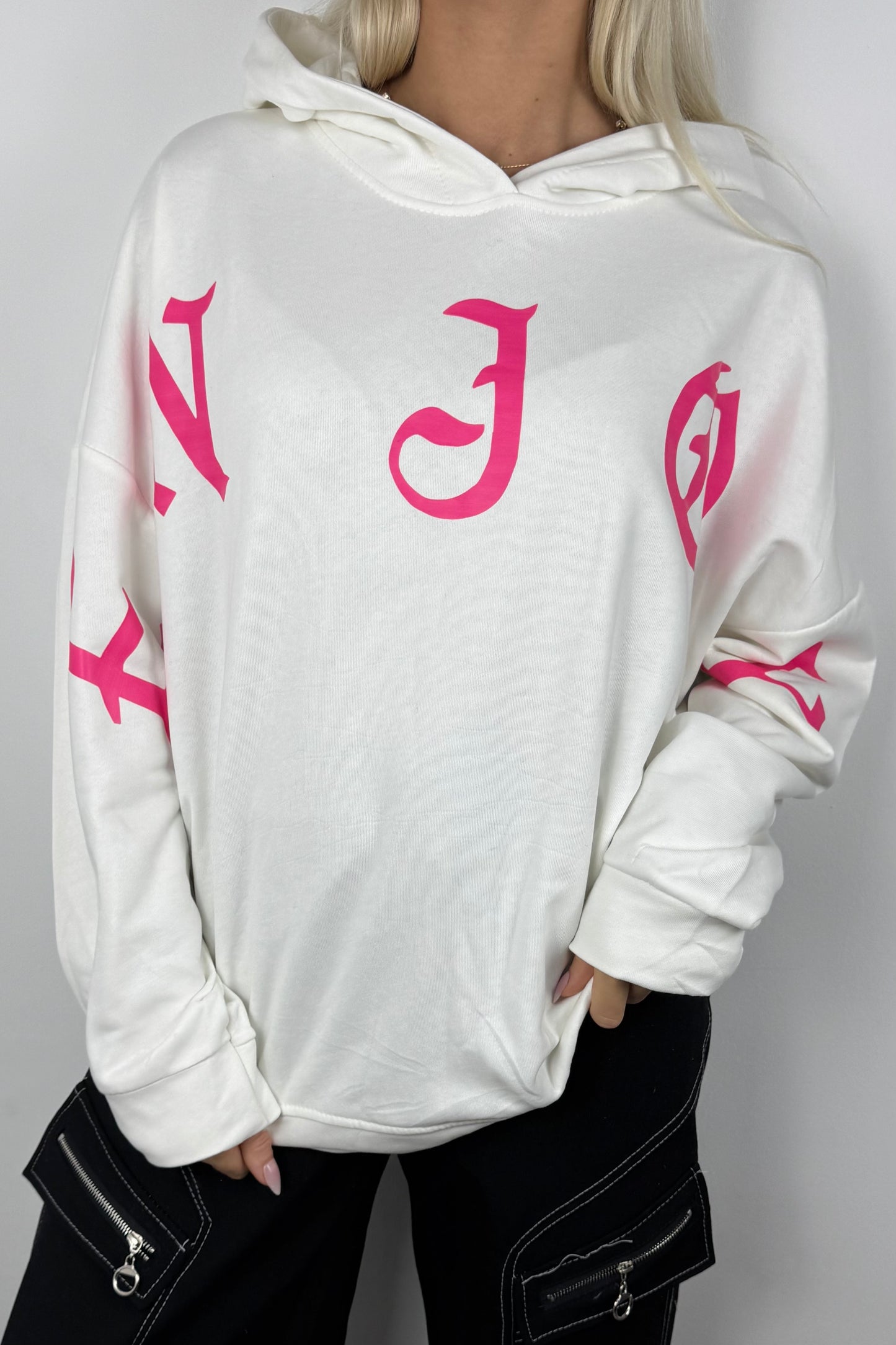 Oversize Hoodie „ENJOY“ –Weiß