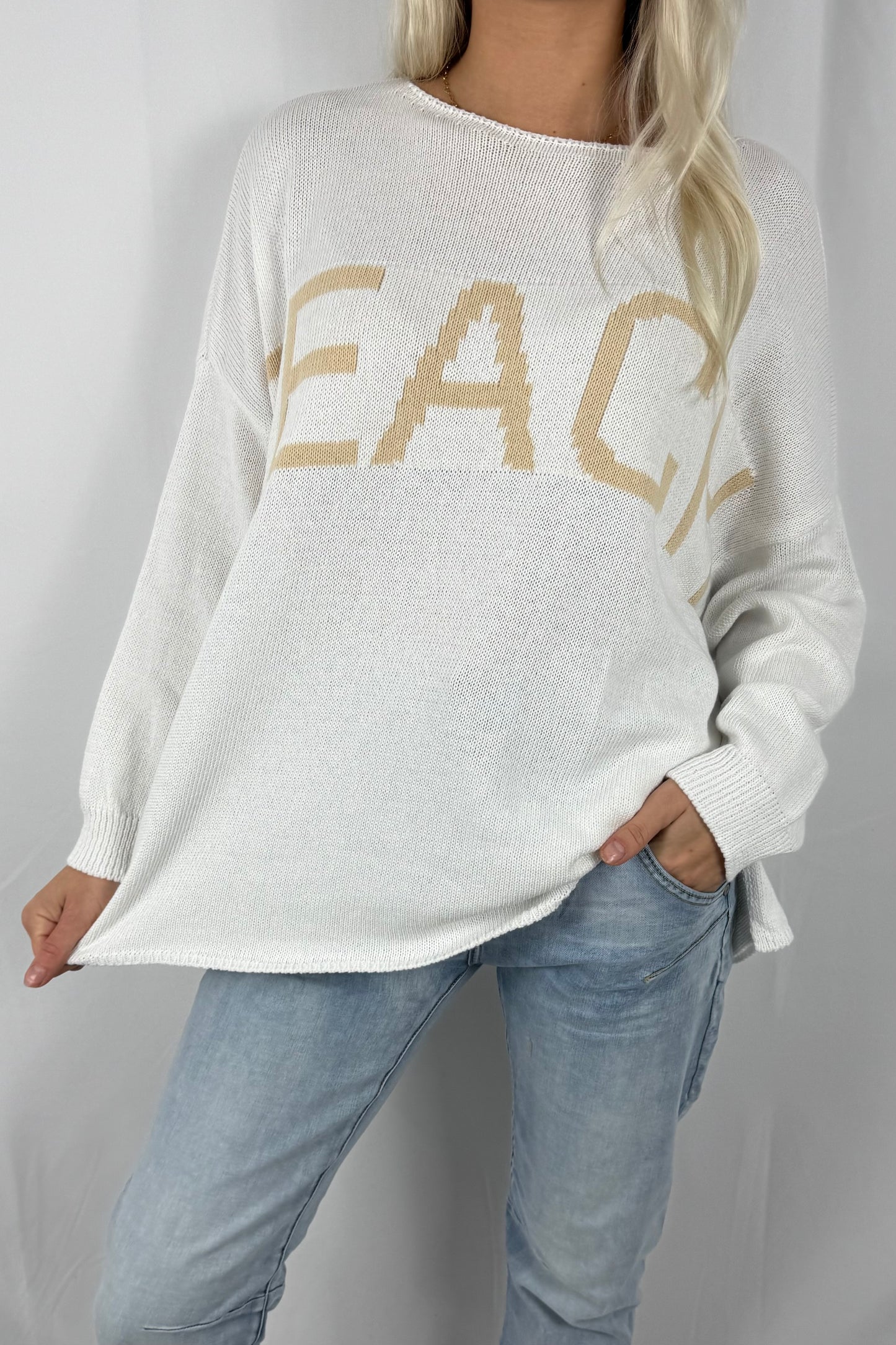 Damen Strickpullover „BEACH“ –Weiß