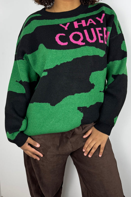 Strickpullover „Y Hay Queen“ – grün