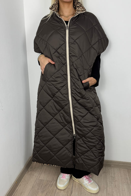 Wende-Steppweste mit trendigem Design-Choco