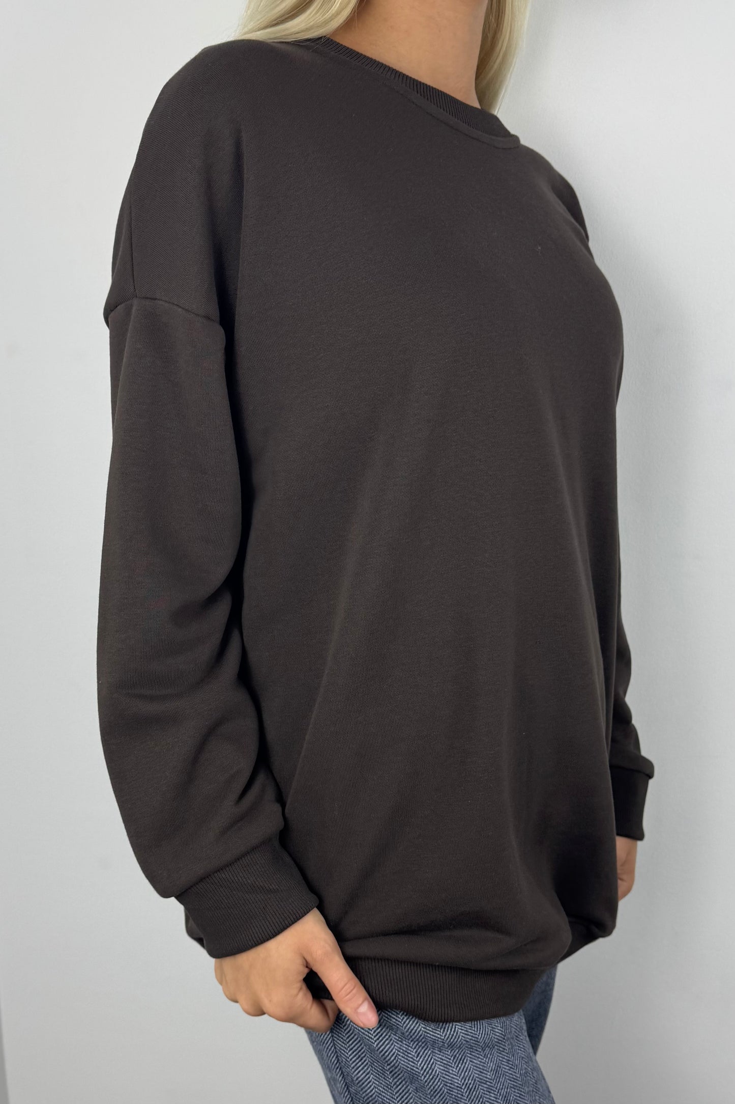 Oversized Sweatshirt mit Statement-Stickerei-Choco