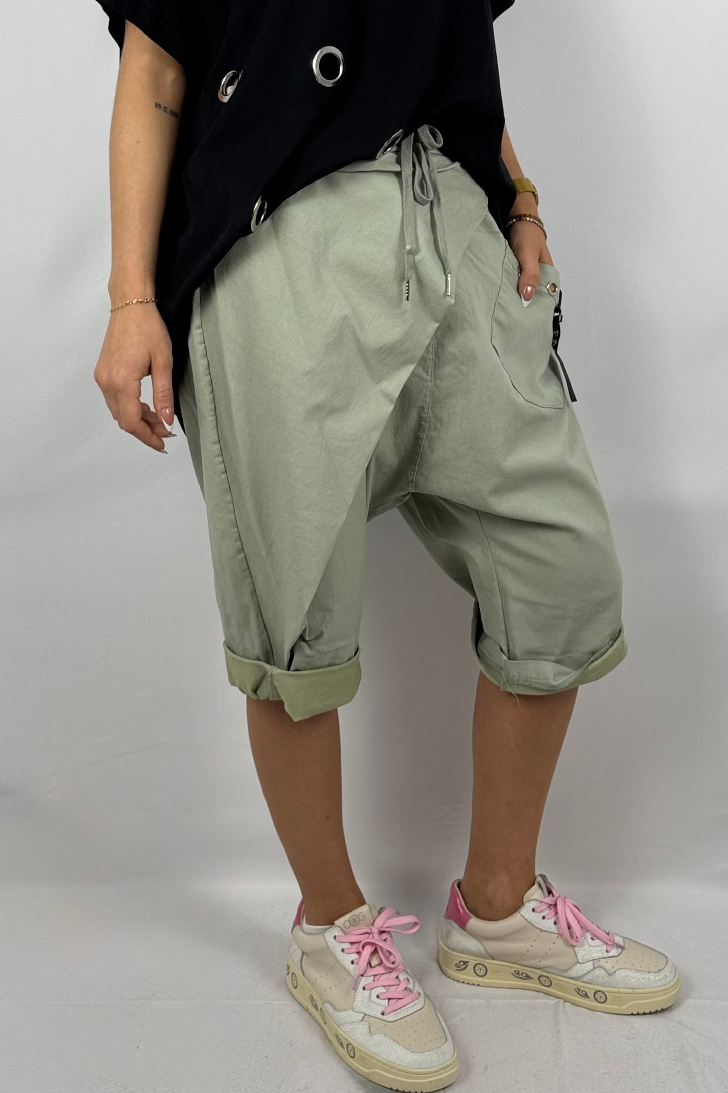 Bermuda-Shorts mit elastischem Bund-Hell Khaki