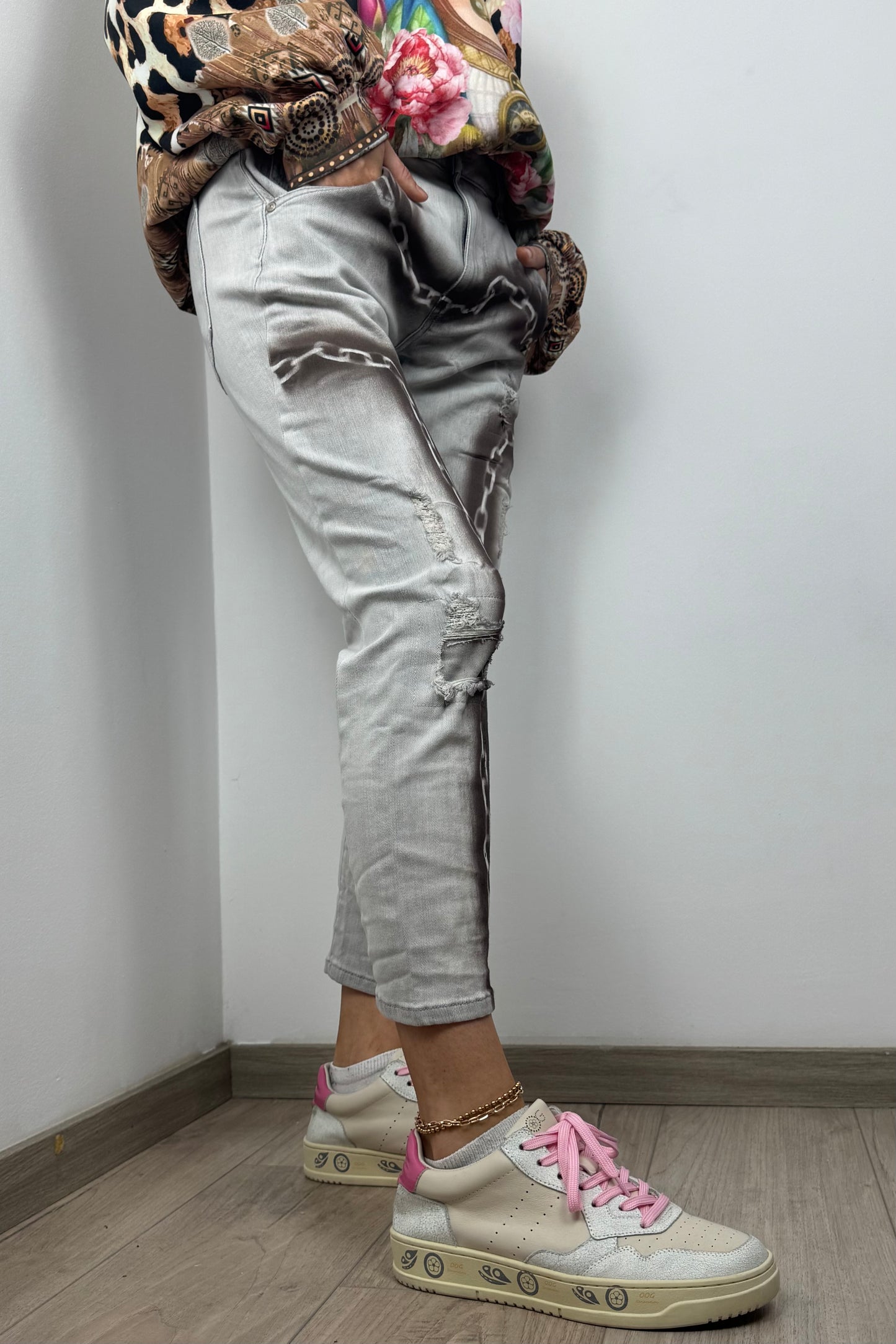 Stylische Jeans mit Ketten-Print – Slim Fit
