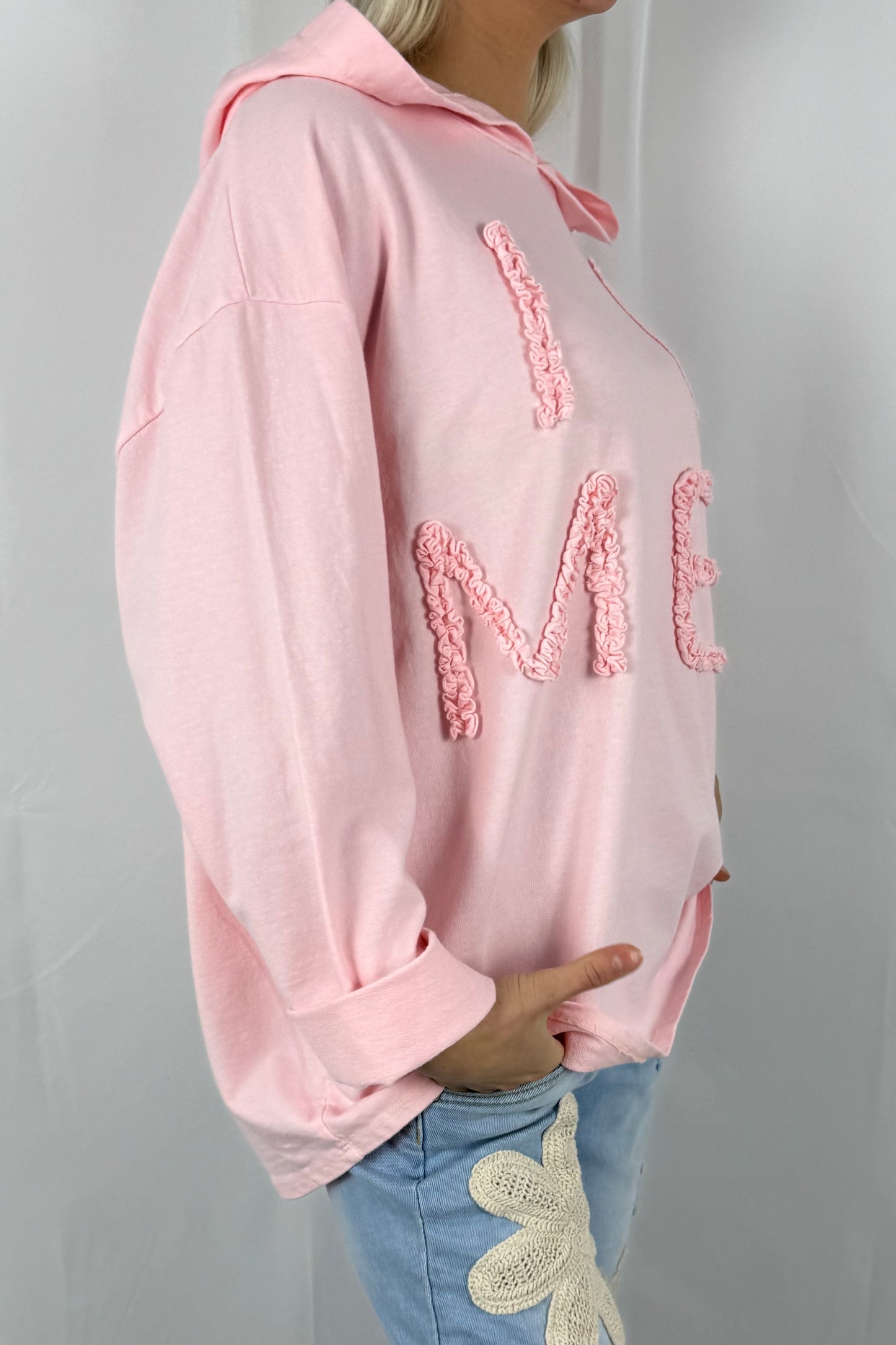 Damen Hoodie „I Love Me“ mit Schriftzug-Rosa