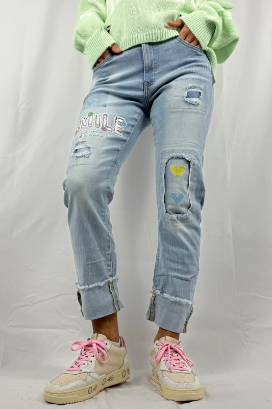 Moderne Damen Jeans mit Patch-Details