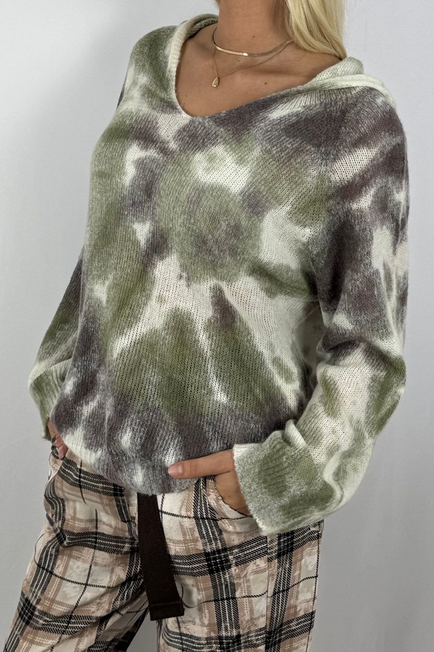 Damen Strickpullover – Weicher Farbverlauf-Khaki