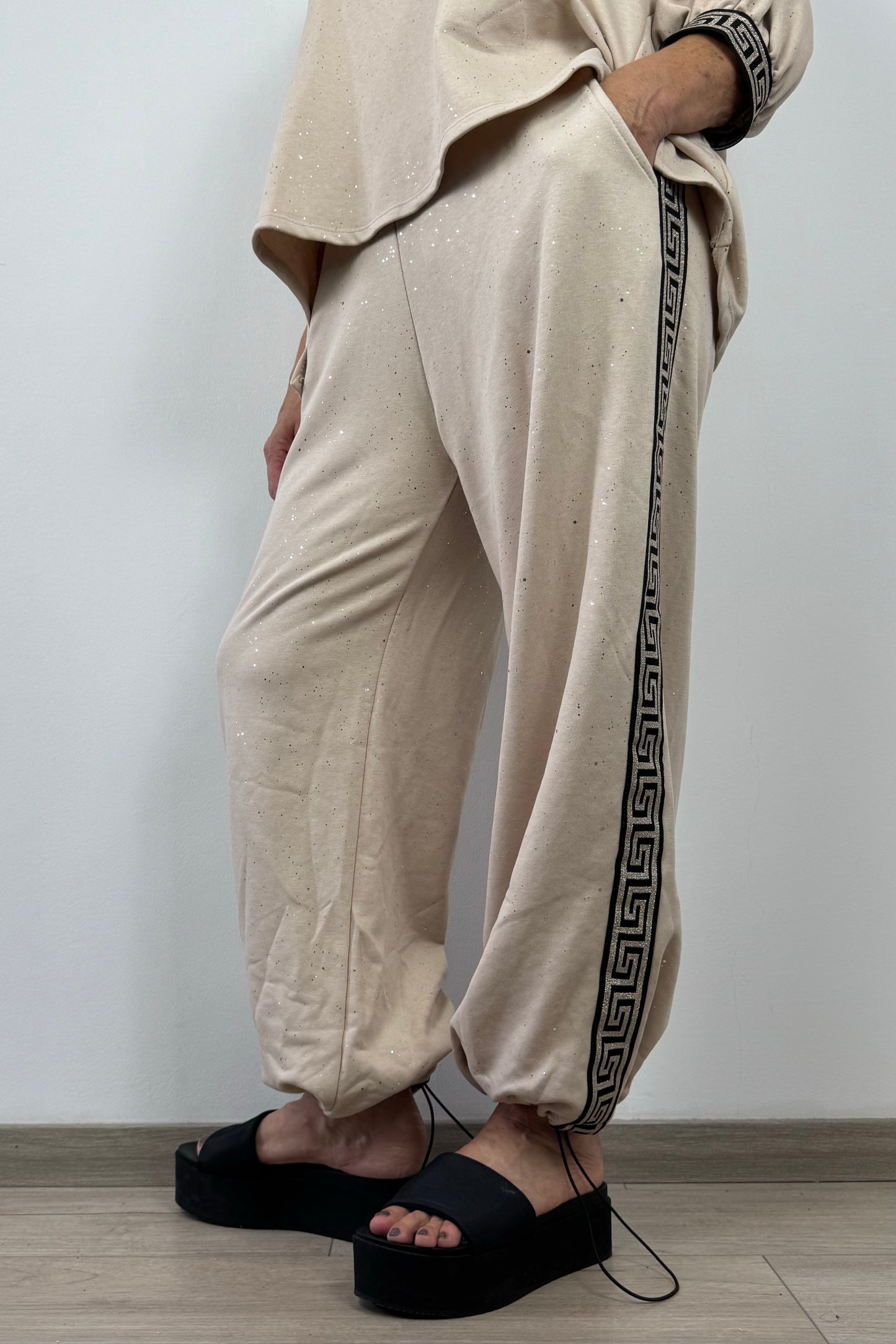 Glitzer-Jogpants für Damen – Seitenstreifen & Stretchbund