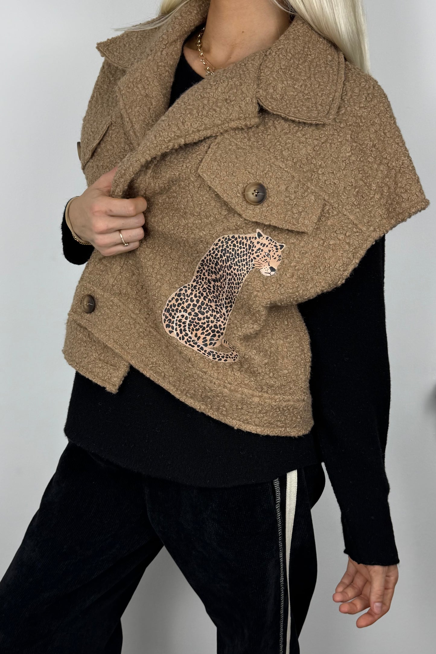 Stylische Weste mit Leoparden-Print-Cammel
