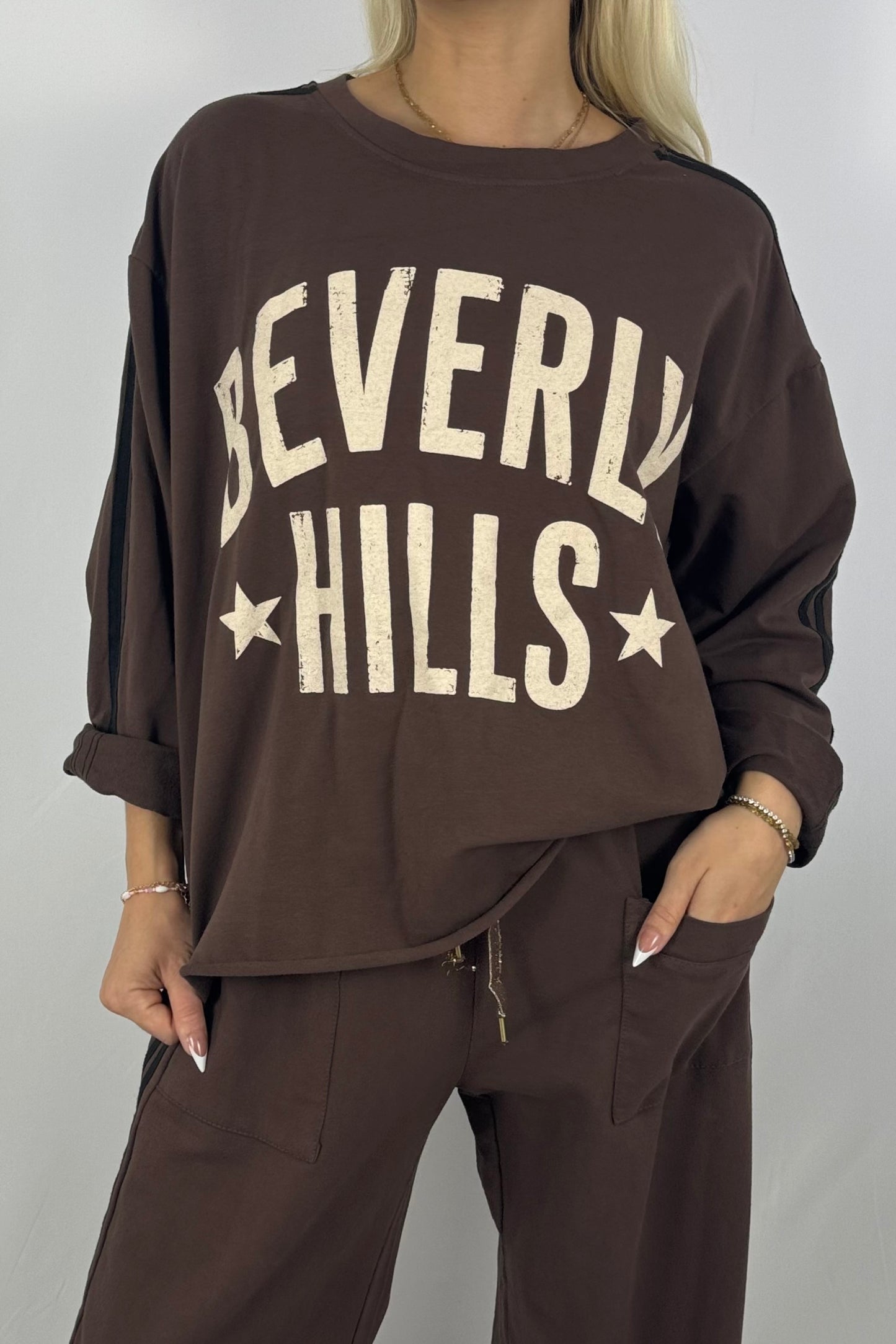 Oversize-Sweatshirt mit Statement-Print-Schoko