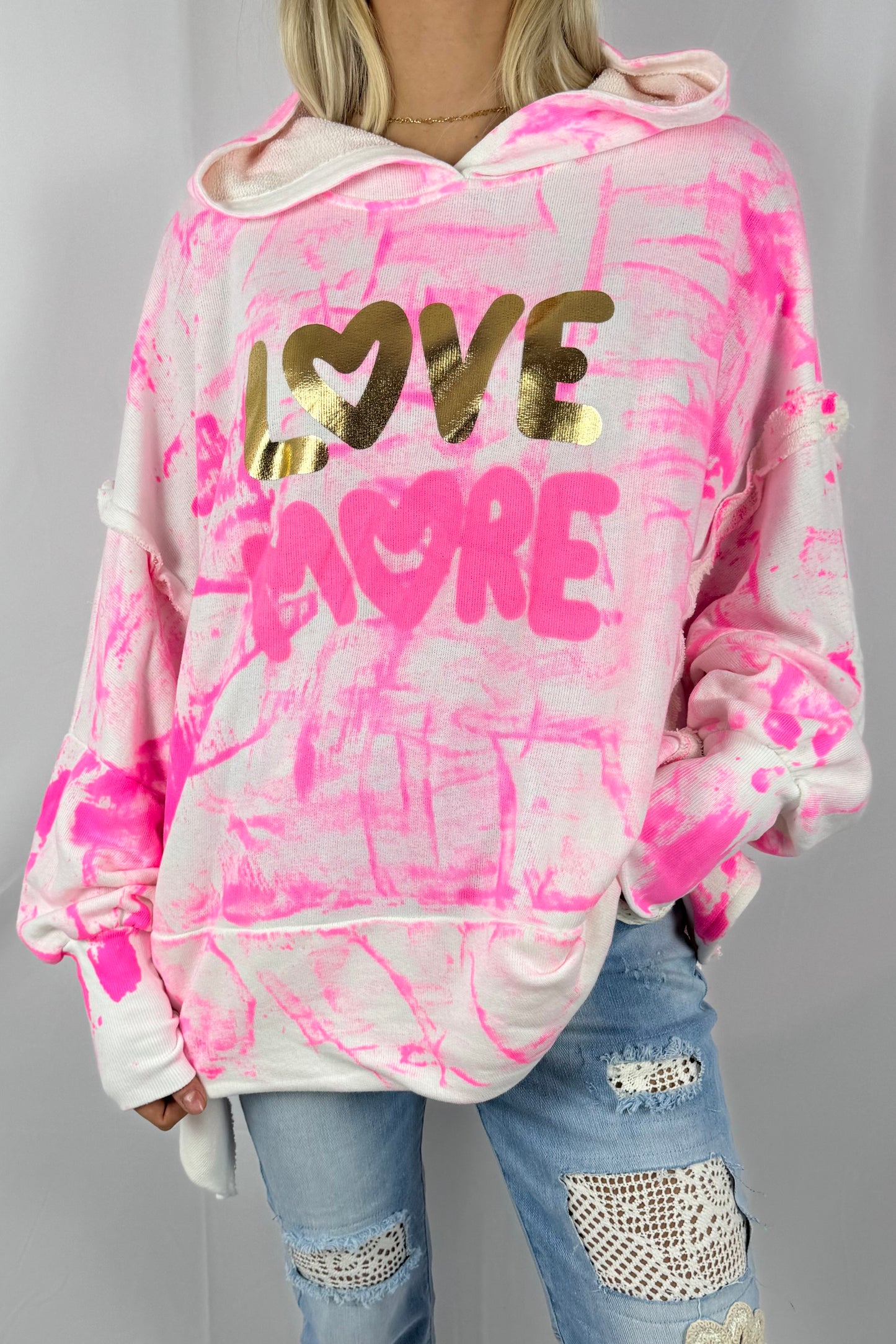 Oversize Pullover „Love More“-Pink