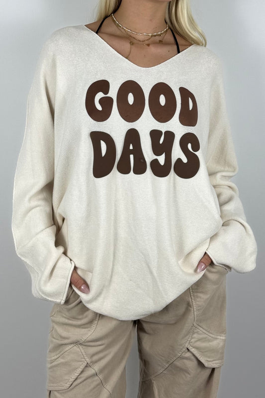 GOOD DAYS Shirt / Feinstrick-Pullover- Weiß