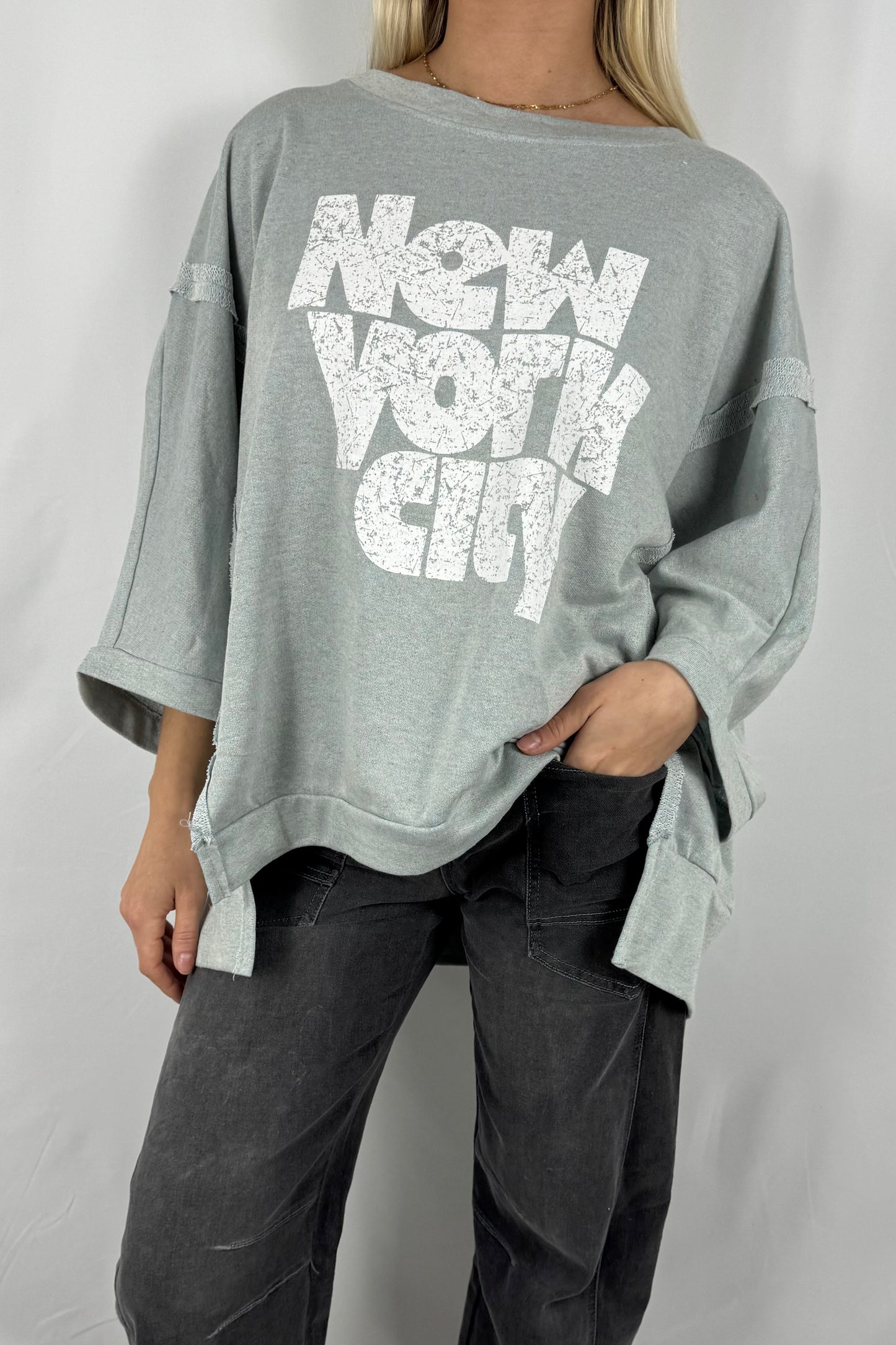 Damen Oversize Shirt „New York City“-Hellblau