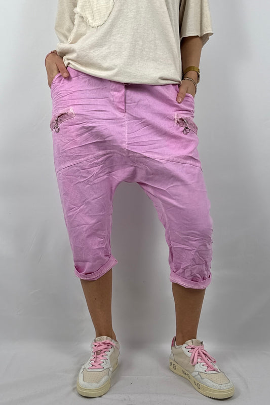 Damen Short mit Reißverschluss Details -Rosa