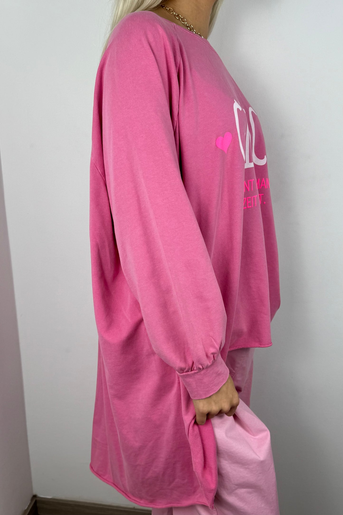 Oversize Shirt „Glück“ –Pink
