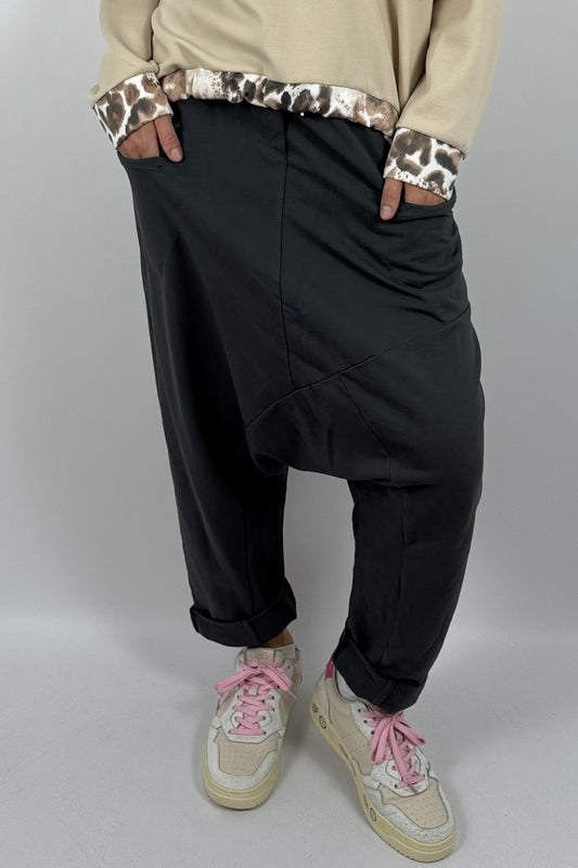 Lässige Baggy-Hose mit Taschen – grau