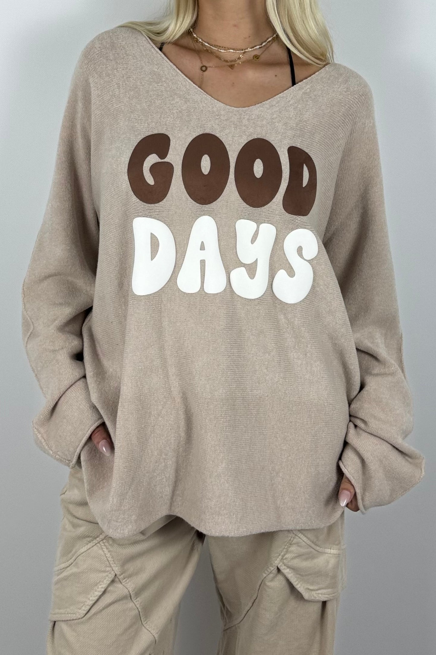 GOOD DAYS Shirt / Feinstrick-Pullover-Beige