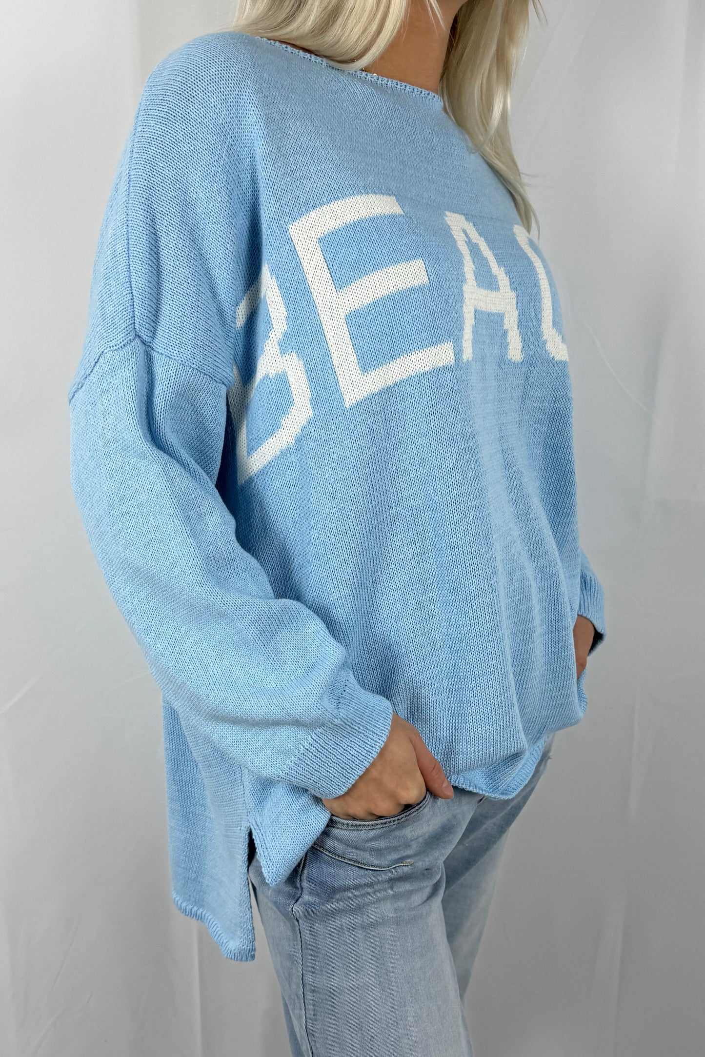 Damen Strickpullover „BEACH“ –Hellblau