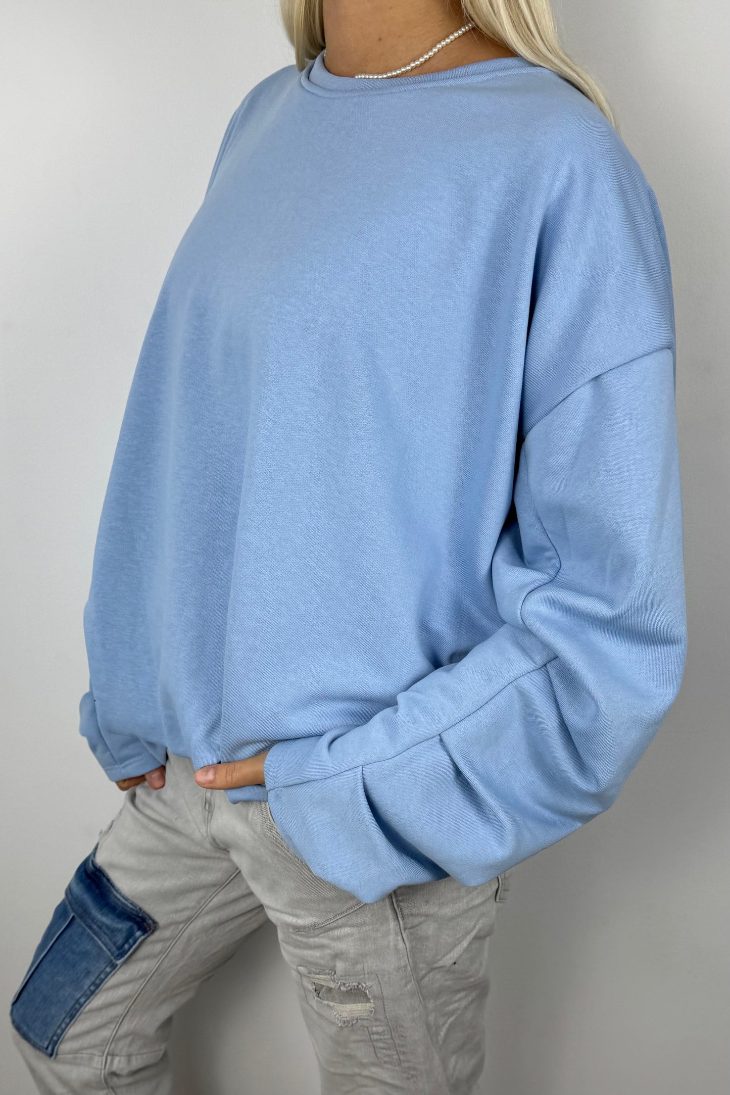 Oversize Sweatshirt mit Faltendetail –hellblau