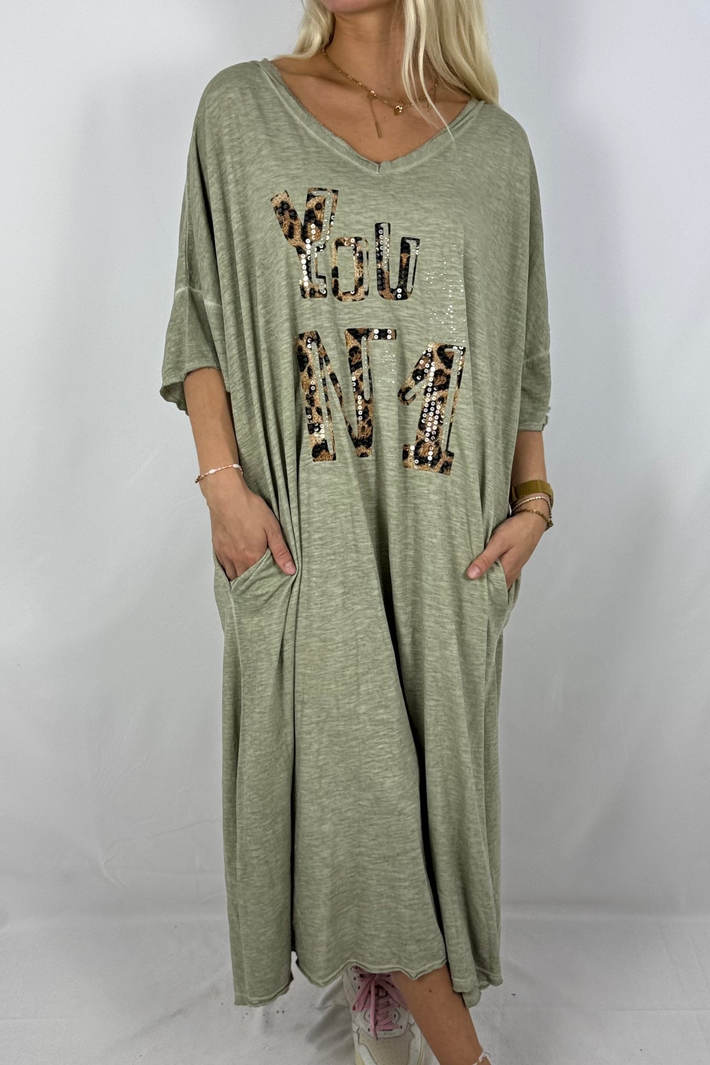 Kleid „You N°1“ mit Leo-Print-Khaki