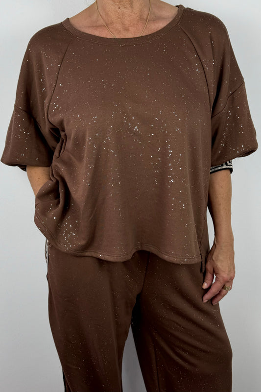 Glitzer-Shirt Damen – Raffinierte Ärmel & bequemer Schnitt