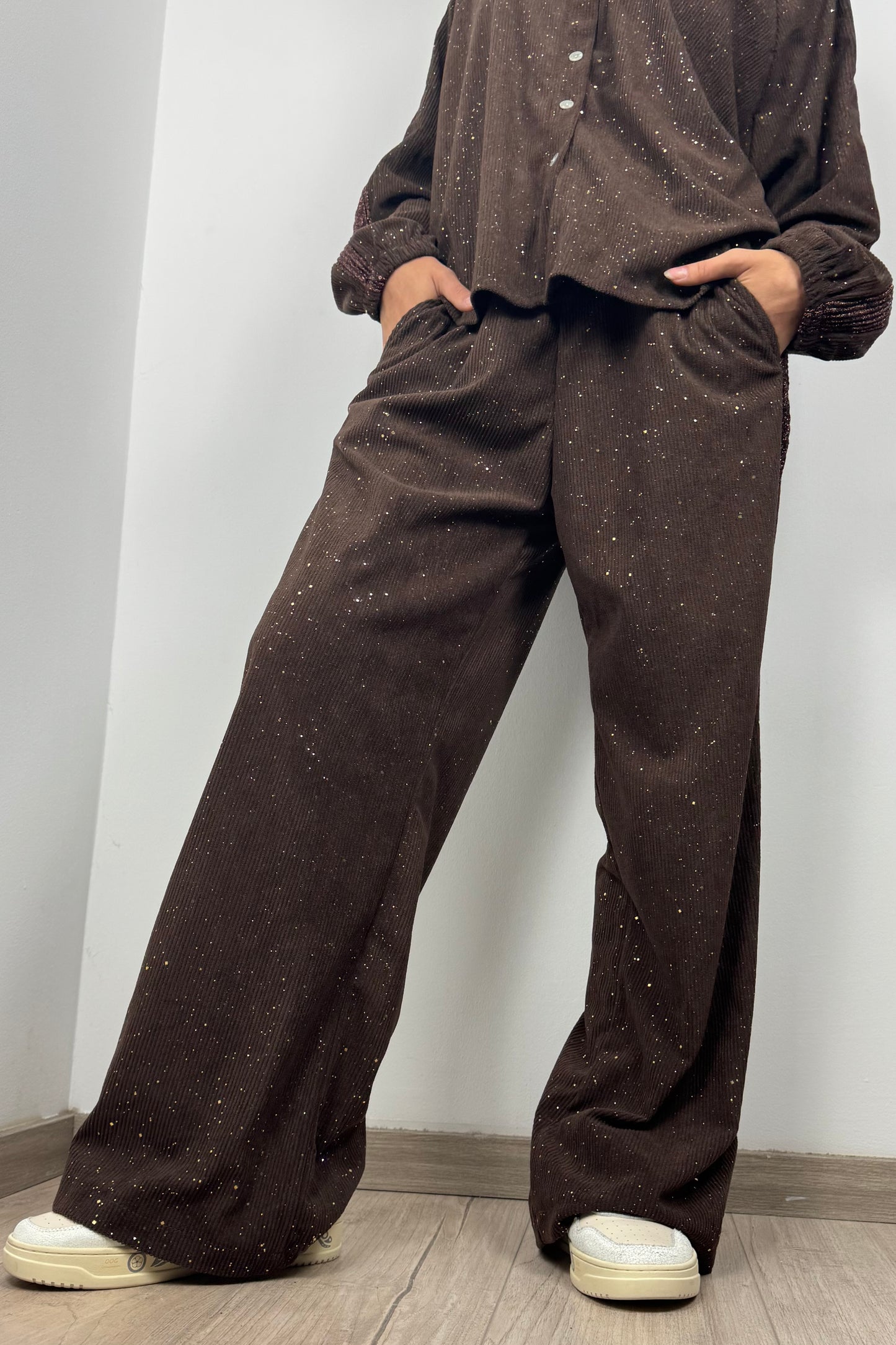 Cordhose mit Glitzerdetails –Choco