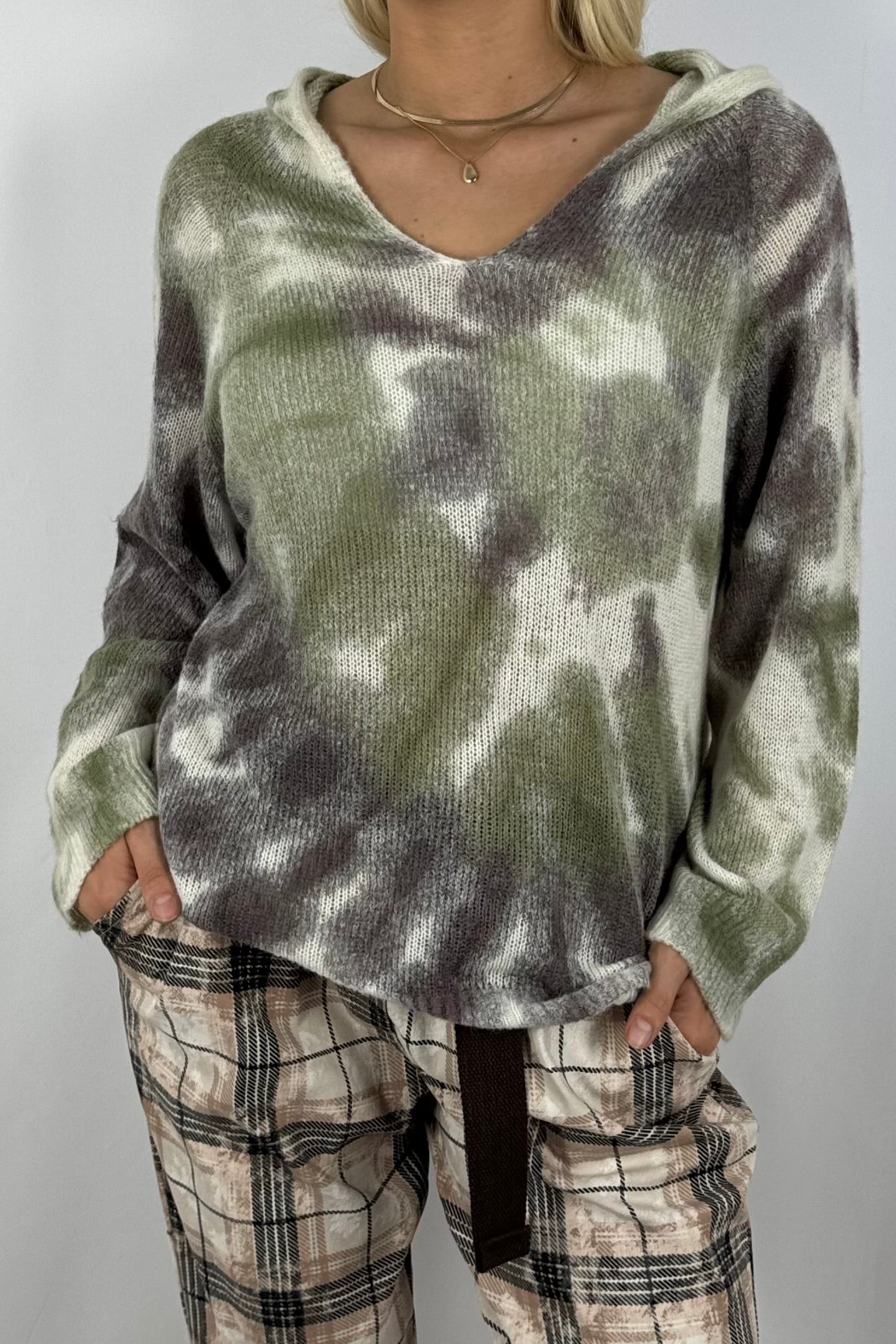 Damen Strickpullover – Weicher Farbverlauf-Khaki