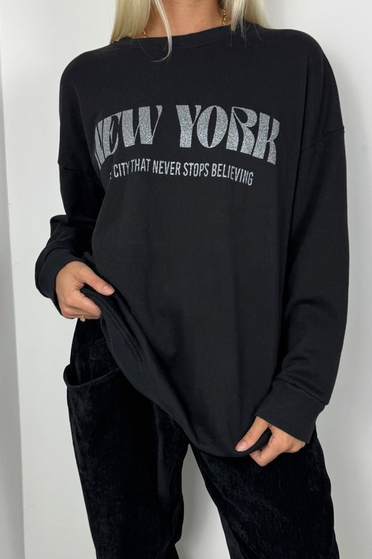 Oversize Sweatshirt New York –Schwarz