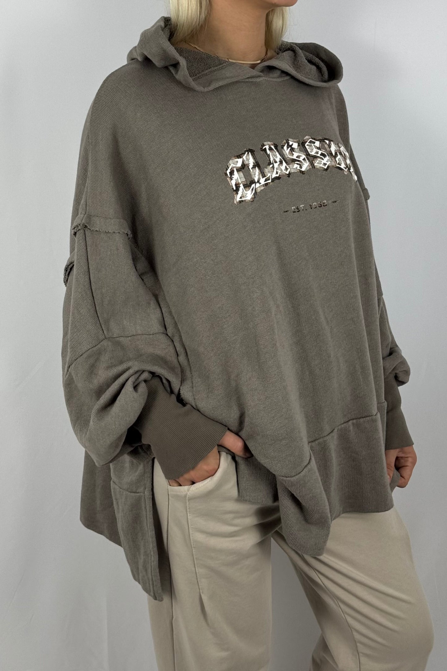 Damen Oversize Hoodie – Classic Print-Mud