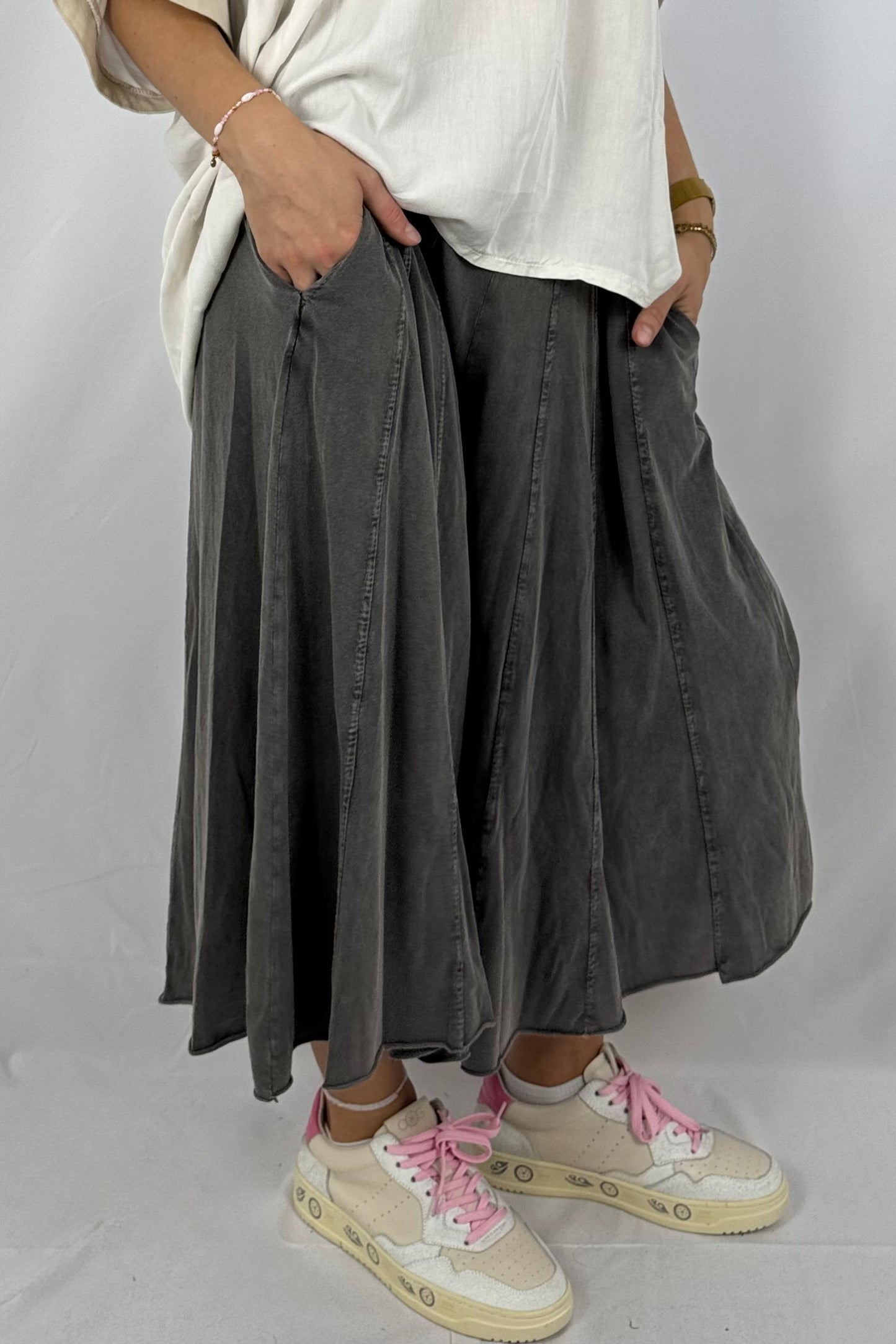 Lässige Oversize-Hose mit elastischem Bund-Schwarz