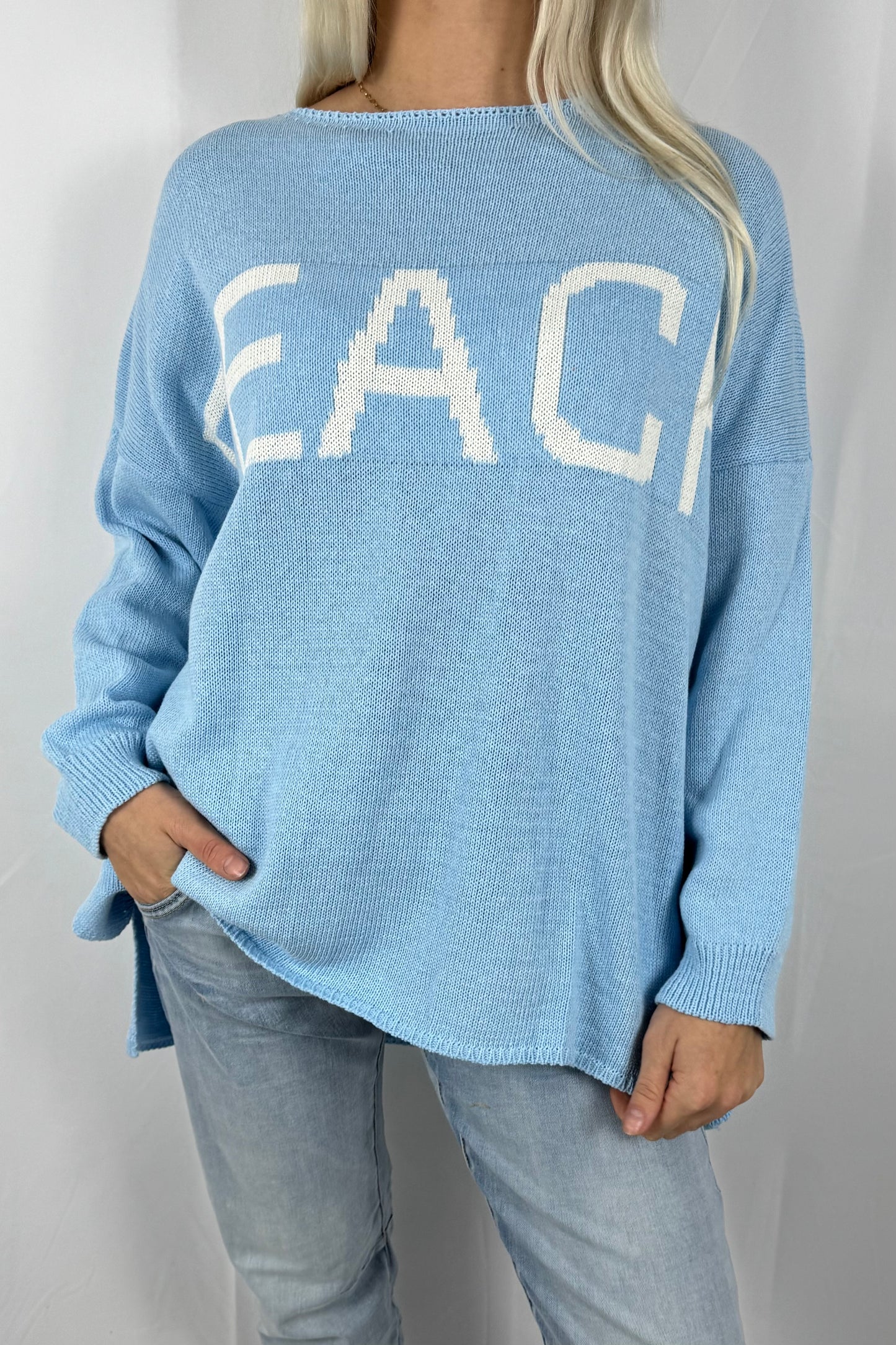 Damen Strickpullover „BEACH“ –Hellblau