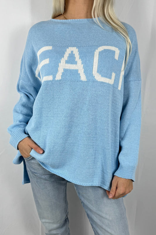 Damen Strickpullover „BEACH“ –Hellblau
