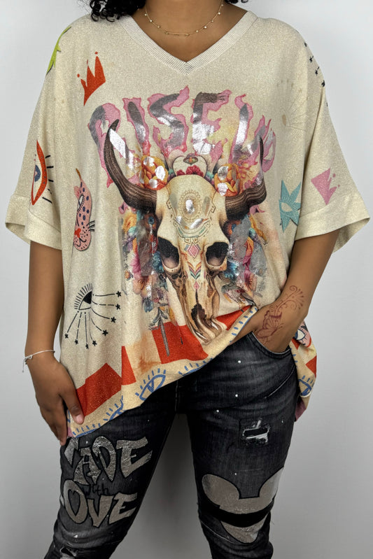 Oversize-Shirt mit Glitzer & Eyecatcher-Print