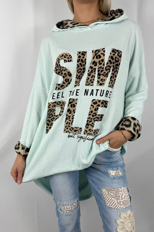 Oversize Hoodie mit Print-Mint