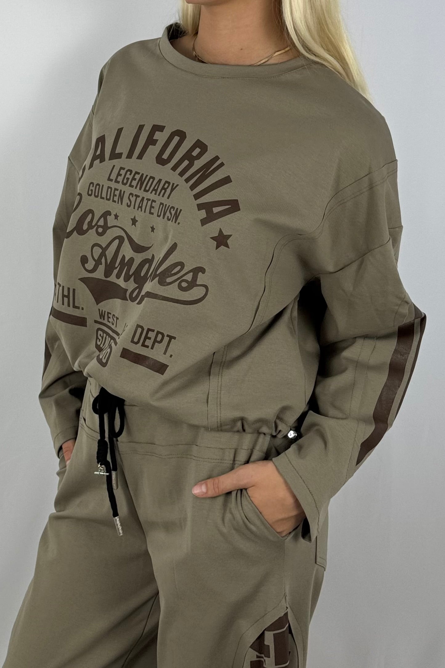 Damen Sweatshirt – California Los Angeles Print-Mud
