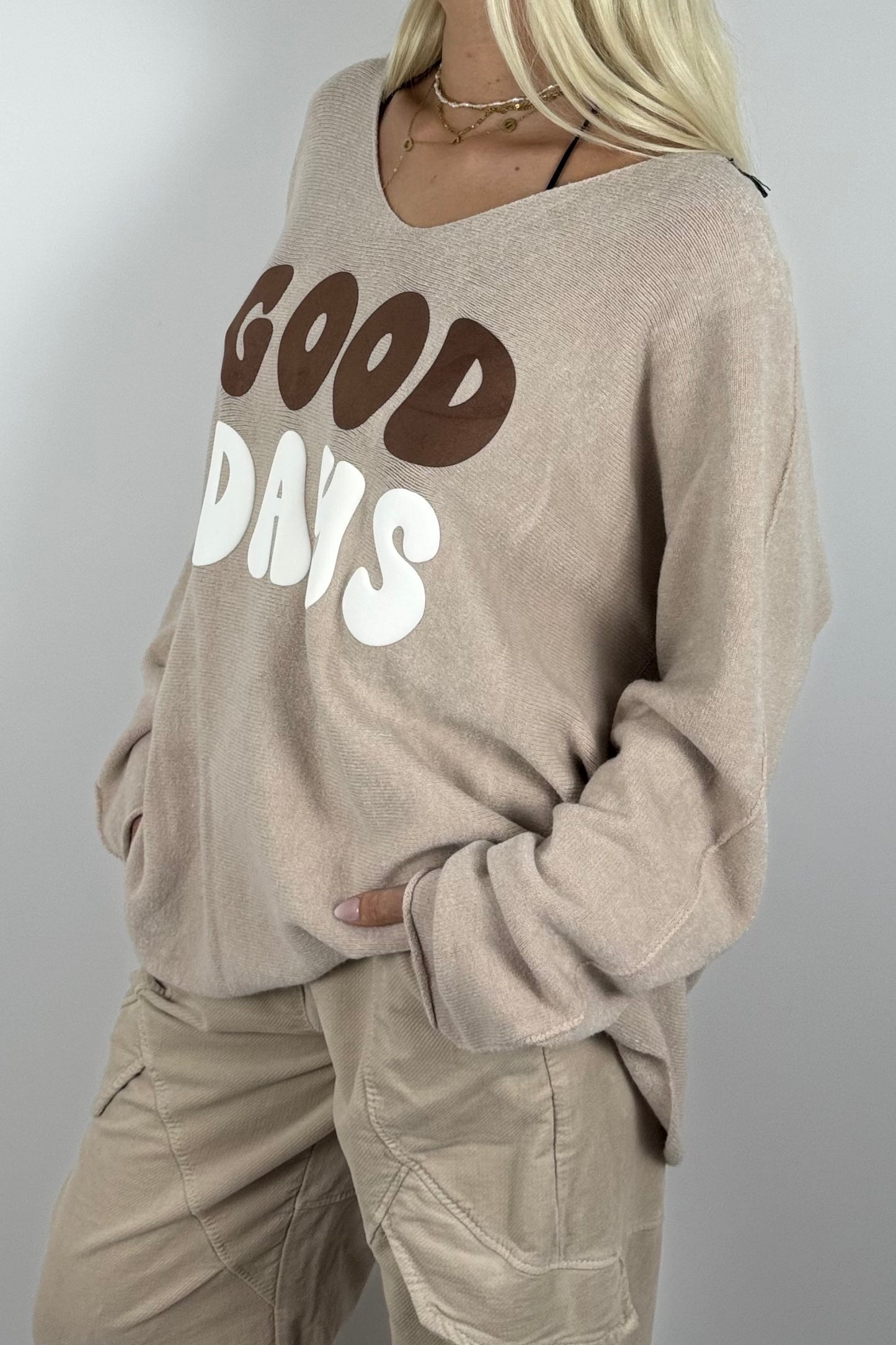 GOOD DAYS Shirt / Feinstrick-Pullover-Beige