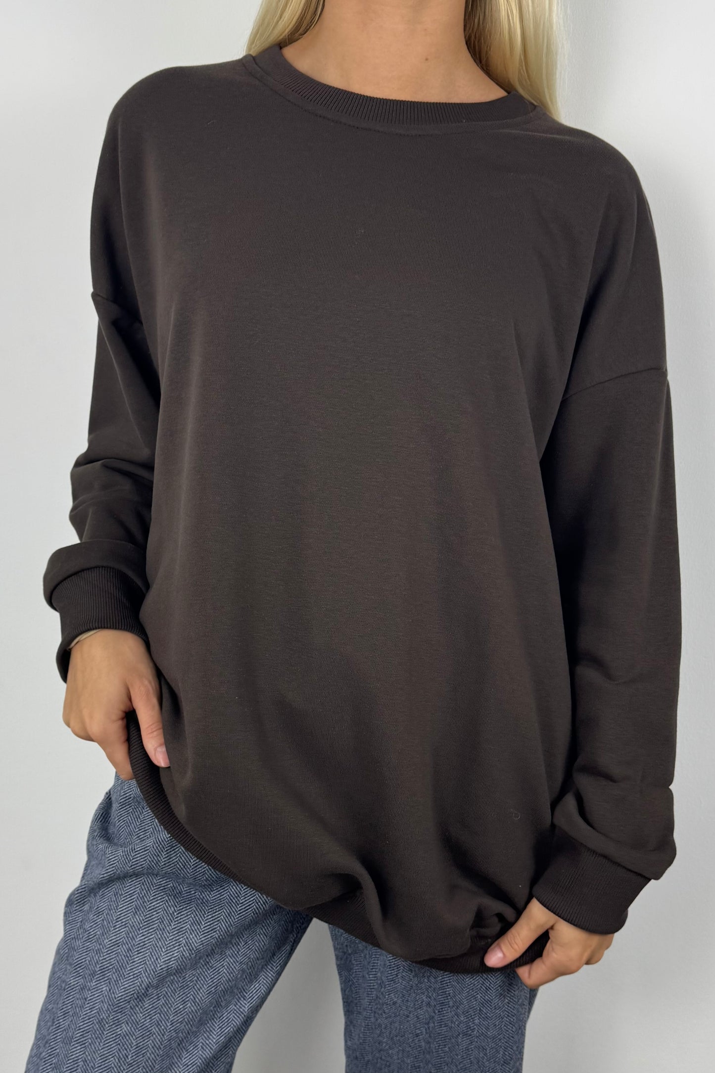 Oversized Sweatshirt mit Statement-Stickerei-Choco