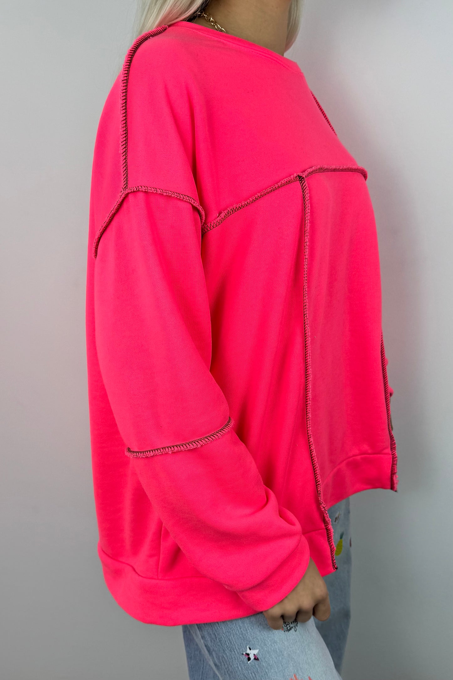 Oversize Sweatshirt „One Love“ – Neon Pink