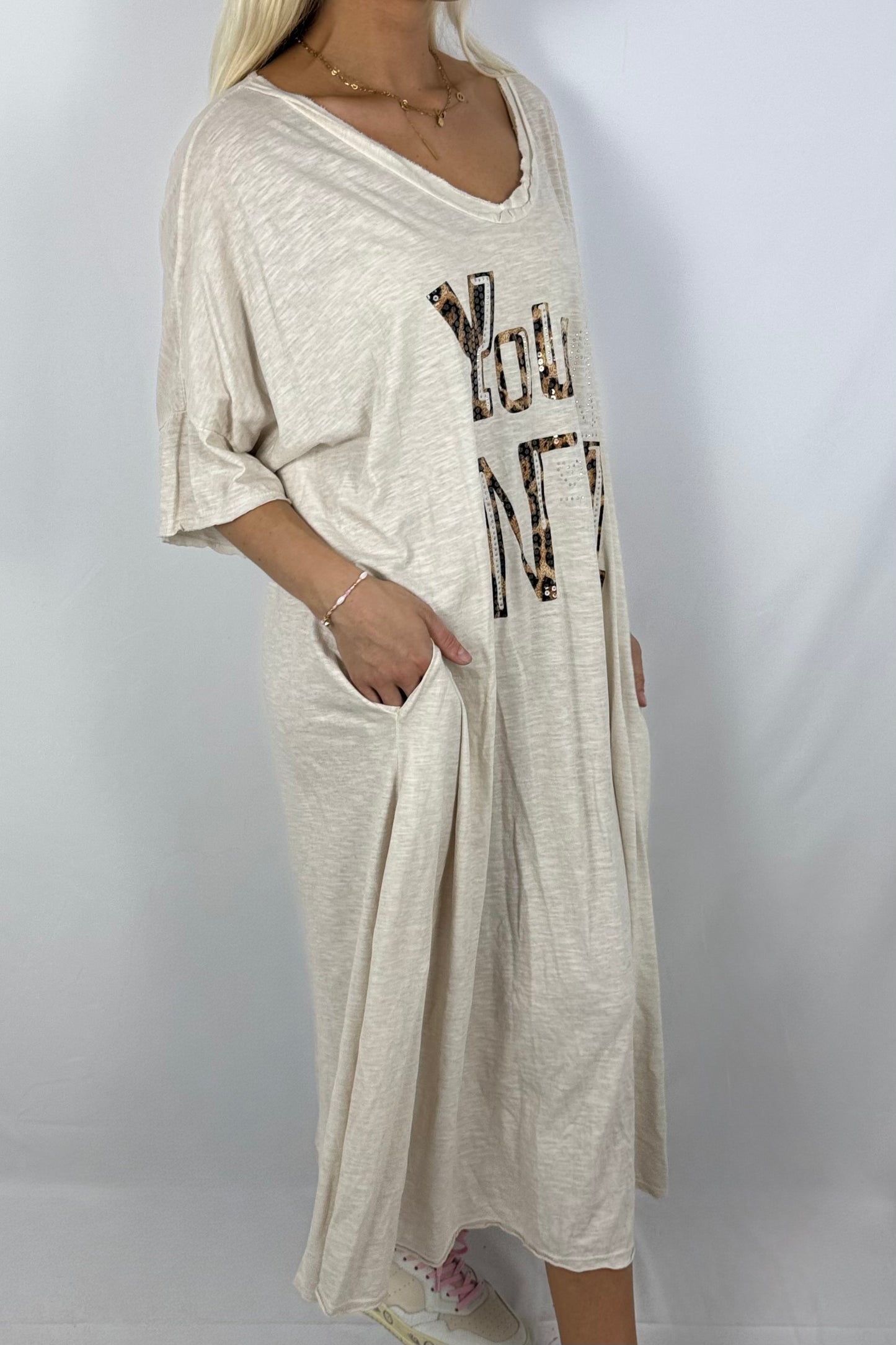 Kleid „You N°1“ mit Leo-Print-Beige
