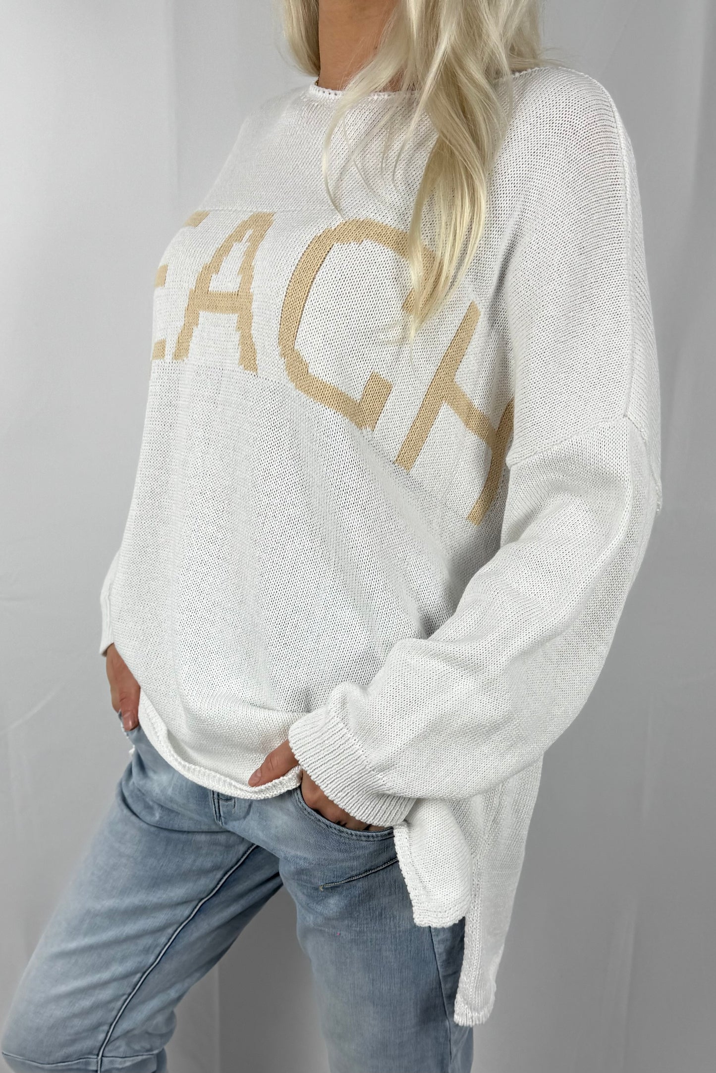 Damen Strickpullover „BEACH“ –Weiß