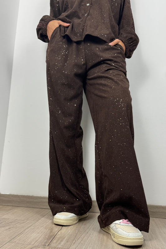 Cordhose mit Glitzerdetails –Choco