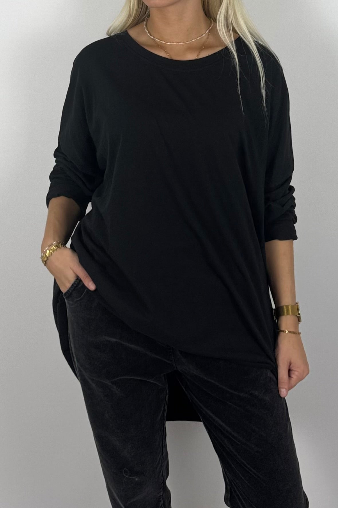 Damen Oversize Shirt mit STYLE-Print – Schwarz