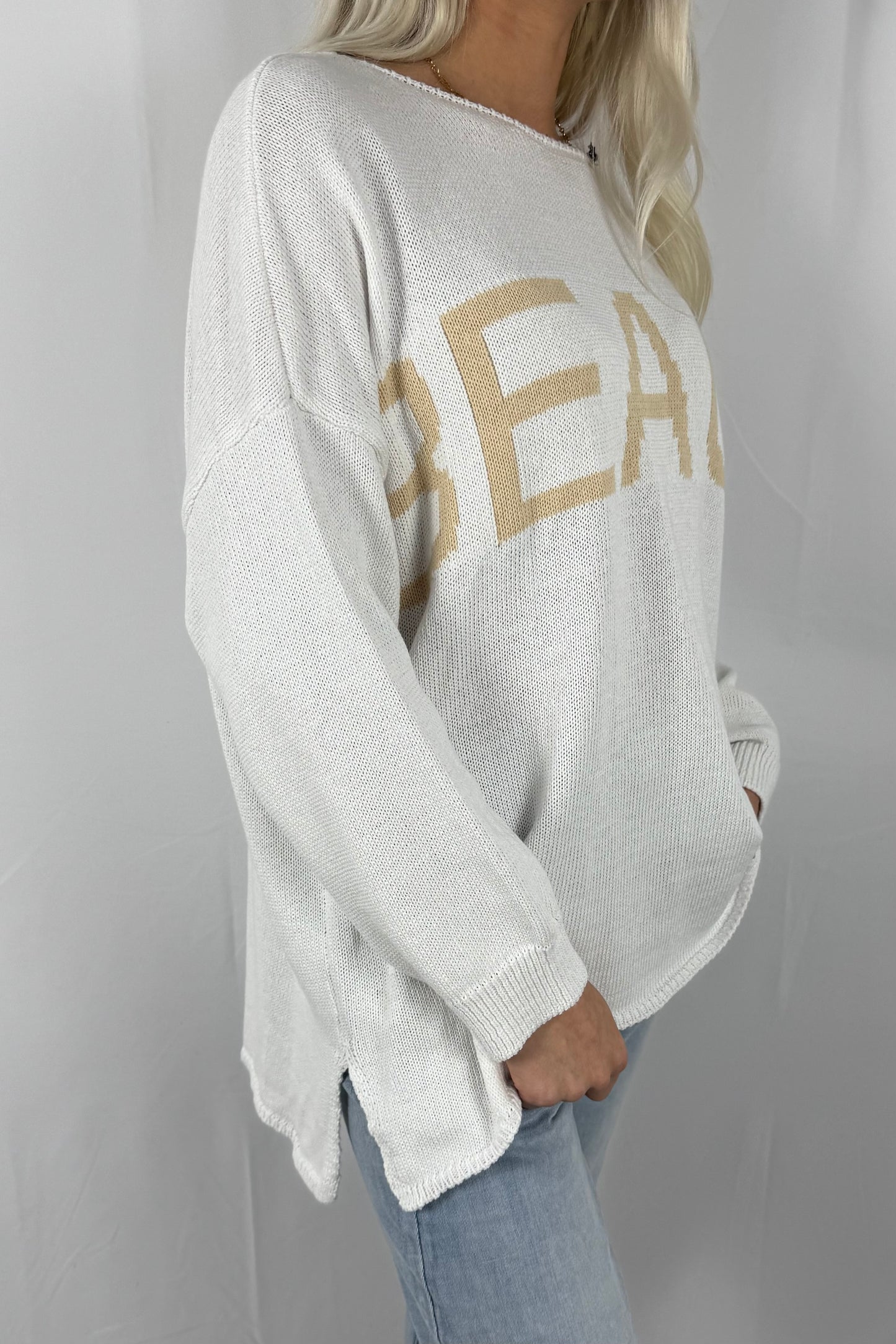 Damen Strickpullover „BEACH“ –Weiß